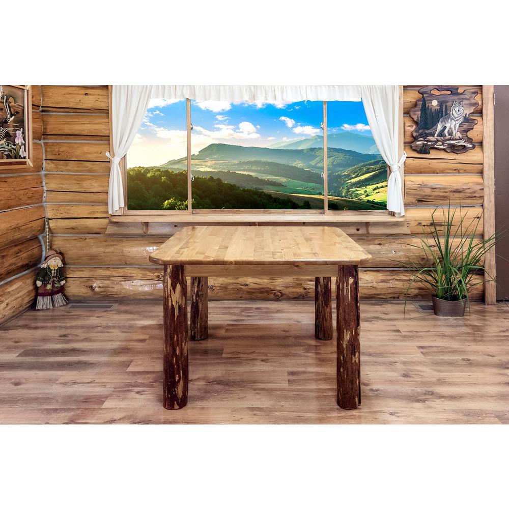 4 Legs Rustic Square Kitchen Dining Tables Glacier Country Stained And Lacquered Dining Table