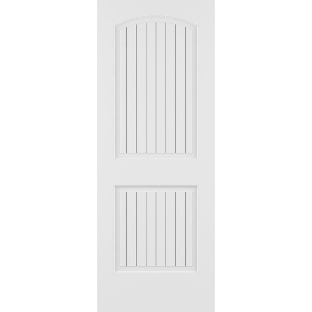 24 x 80 x 1.375 Unfinished Knotty Four Panel Arch Top V-Groove w U-Groove