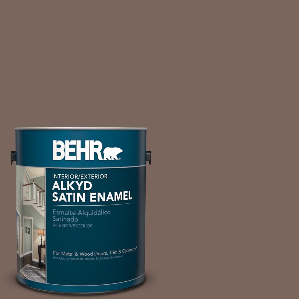 BEHR 1 gal. AE5 Chocolate Brown Satin Enamel Alkyd BEHR 1 gal. AE5 Chocolate Brown Satin Enamel Alkyd
