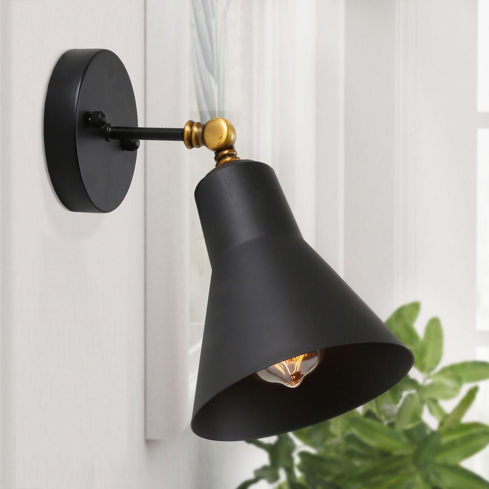 LNC 1 Light Wall Sconce Adjustable Modern Wall Sconce With Black Shade   Black Lnc Sconces A02807 64 1000 