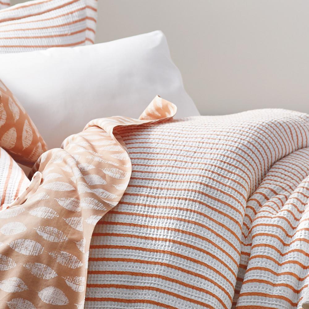 The Company Store Orion Orange Striped Organic Cotton Twin Duvet