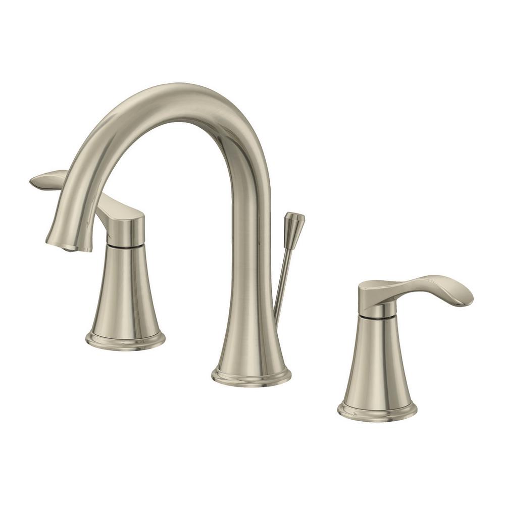 EZFLO Sterling 8 in. Widespread 2Handle Bathroom Faucet with 50/50 PopUp in Brushed Nickel