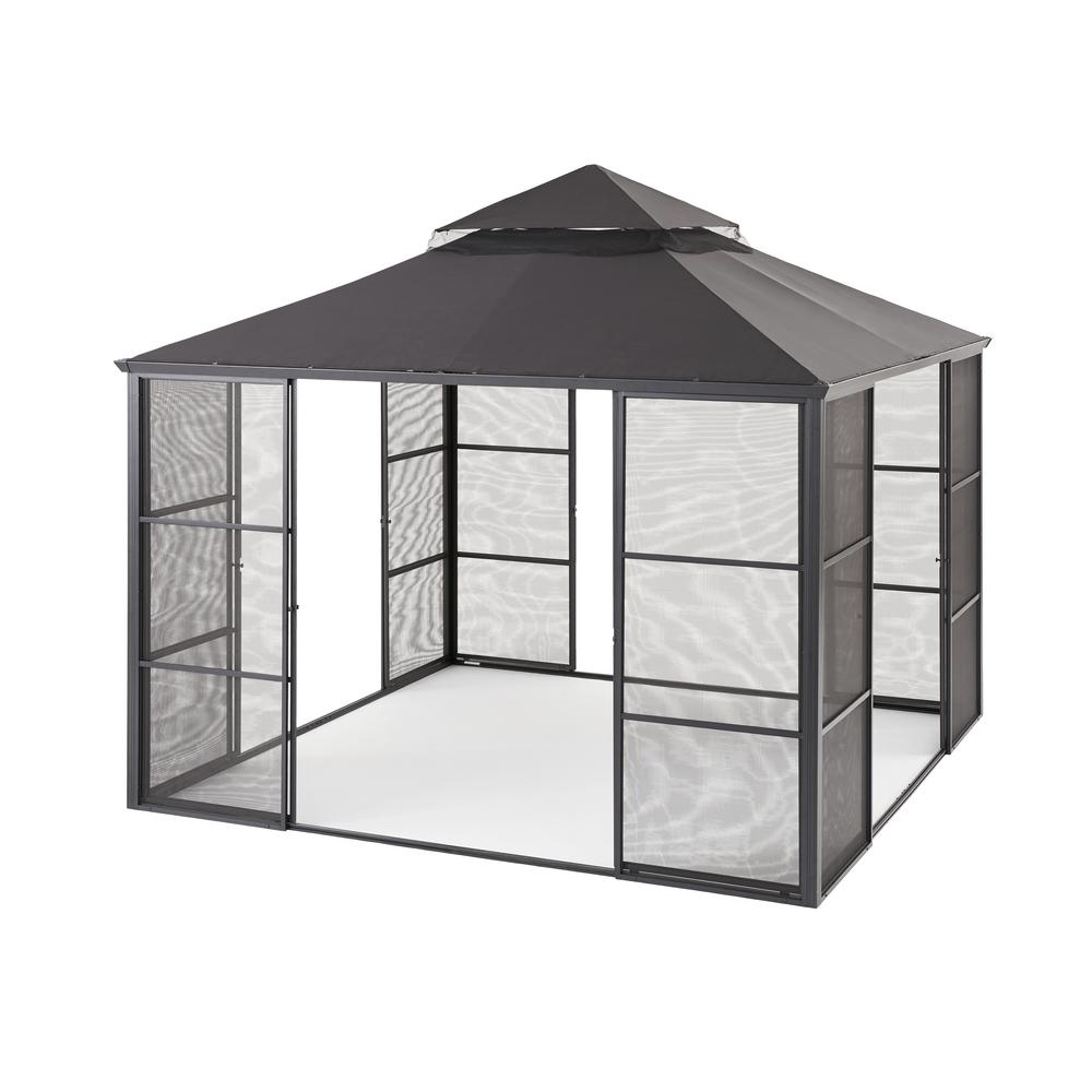 Hampton Bay 11 ft. x 11 ft. Aluminum Full Screen Sliding Door Gazebo by Hampton Bay