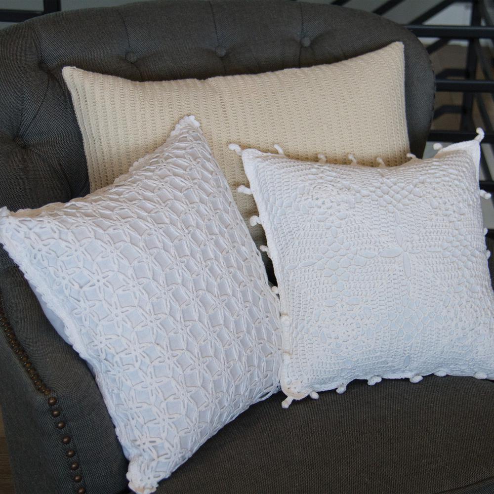 Heritage Lace Crochet Envy WHITE (ARTISAN) Artisan Decorative Pillow