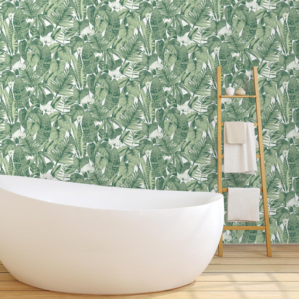 Tropical Jungle Green Self Adhesive Removable Wallpaper 56 Sq Ft