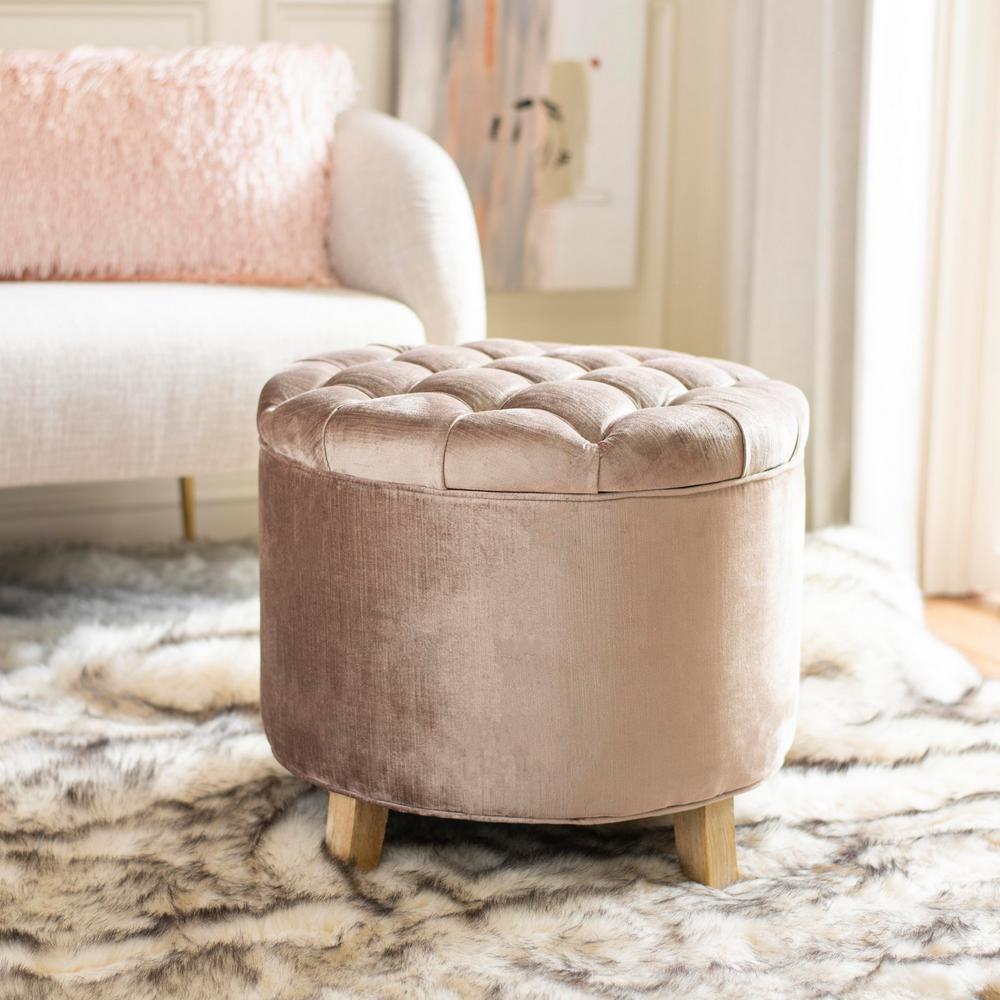 Safavieh Amelia Mink Brown Storage Ottoman Hud8220v The Home Depot