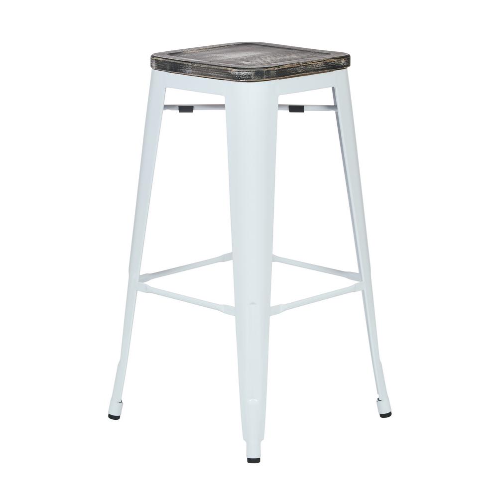 Osp Home Furnishings Bristow White 30 In Metal Bar Stool With Osp Home Furnishings Bristow White 30 In Metal Bar Stool With Vintage Wood Seat Brw313011a2c306 The Depot