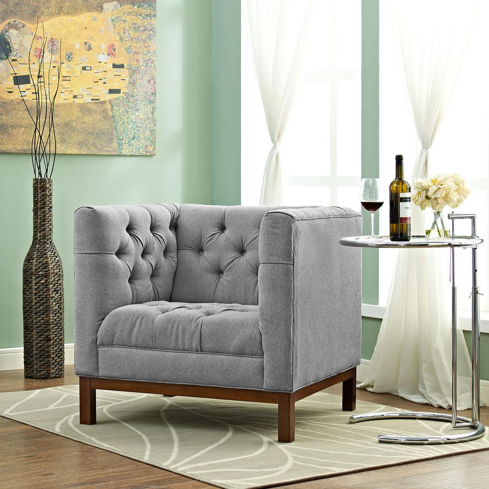 MODWAY Sheer Light Gray Upholstered Fabric ArmchairEEI2142LGR The