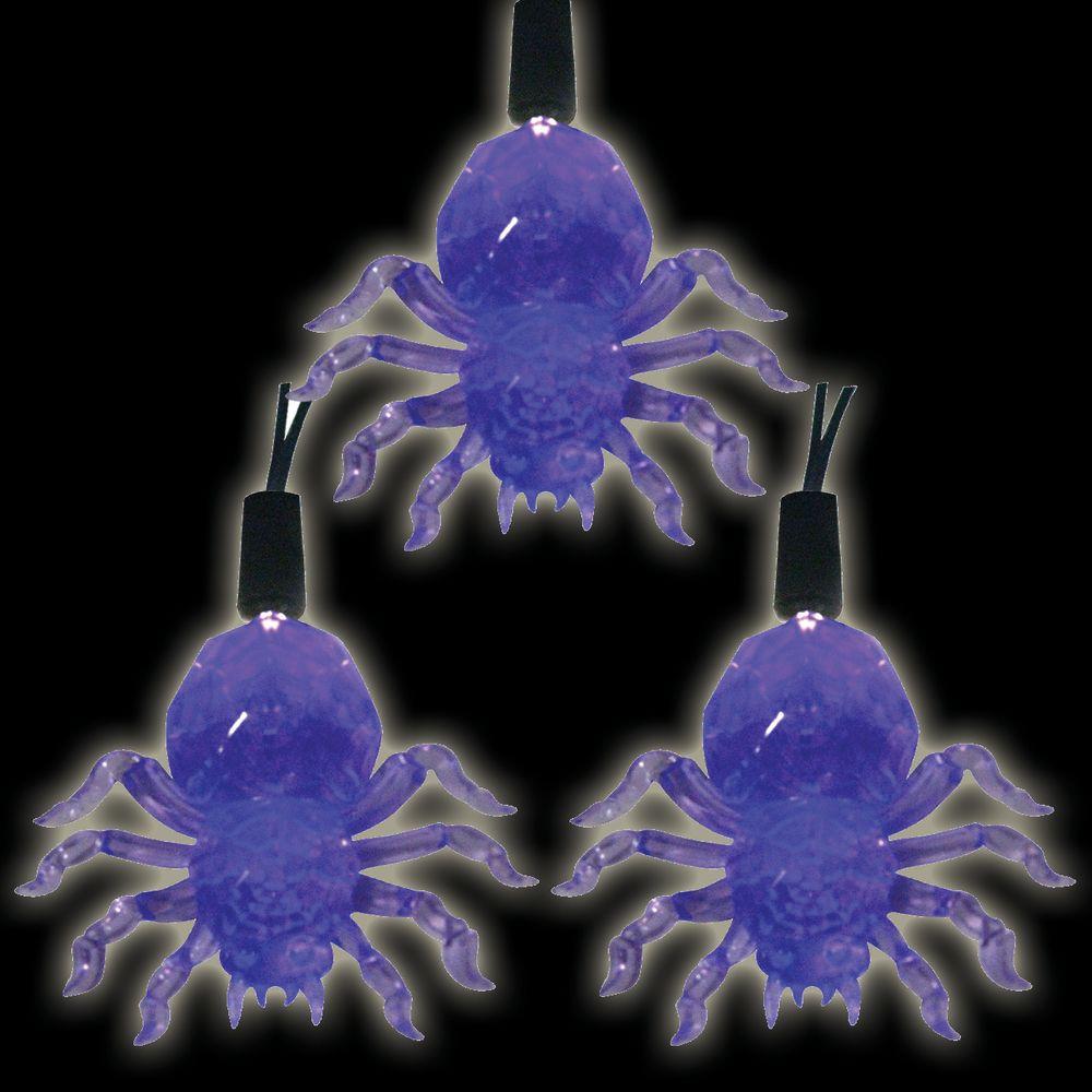 Lights Decorations The Home Depot Battery Operated 10 Light Led Purple Spider Set Of 2