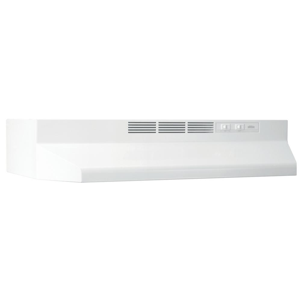 Broan-NuTone BUEZ1 30 in. Ductless Under Cabinet Range Hood with light and Easy Install System in White, White-on-White