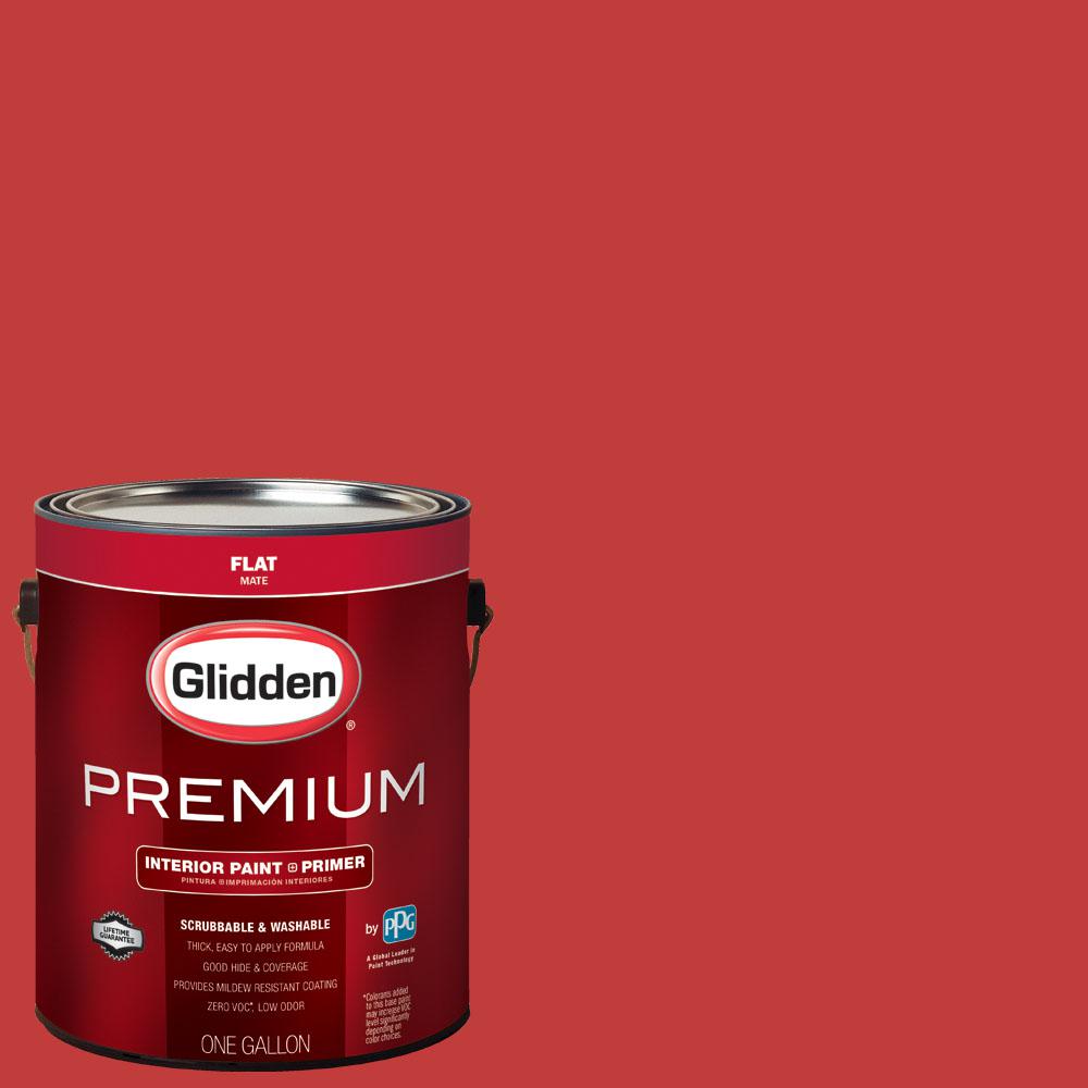 Glidden Premium 1 Gal Nhl 030f Washington Capitals Dark Red Flat Interior Paint With Primer