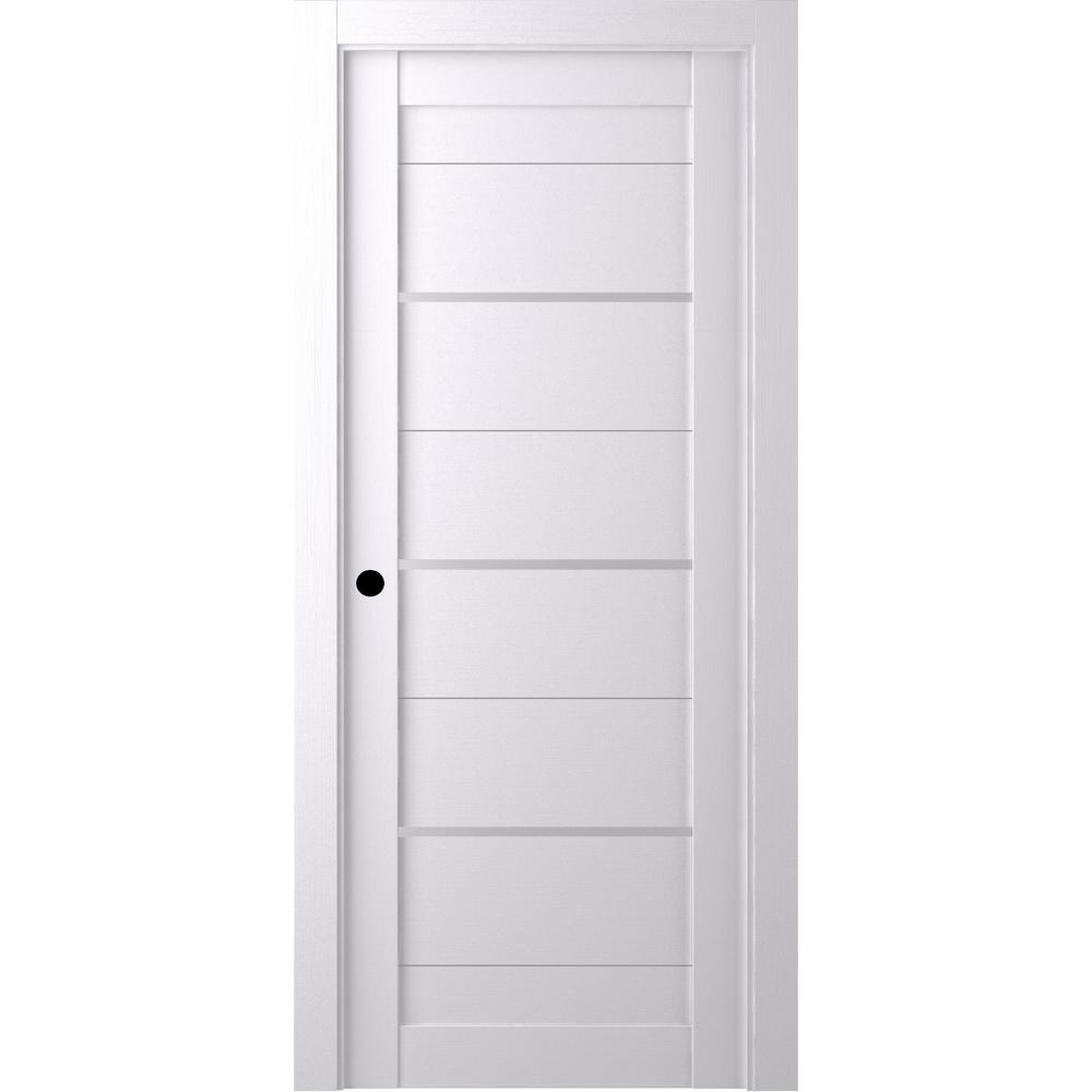 Belldinni 24in X80in Mika Bianco Noble Finished Right Hand Solid Core Composite 7 Lite Frosted Glass Single Prehung Interior Door