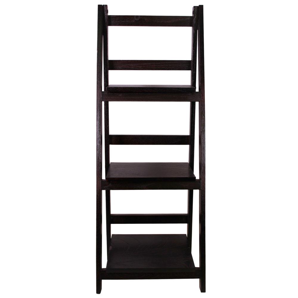Wood Reclaimed Bookcases Home Office Furniture The Espresso Wood Folding 3 Tier Ladder Display Shelf