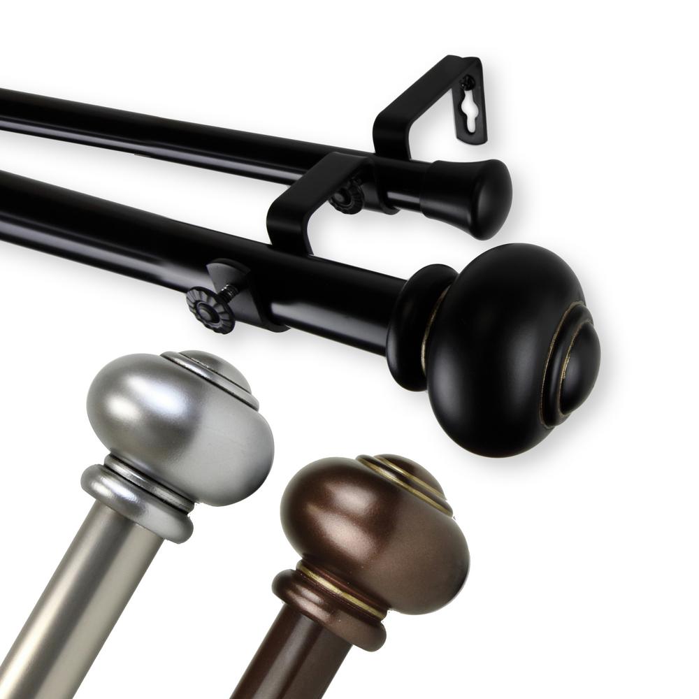 Rod Desyne Dani 1 In Double Curtain 120 To 170 Black Double Curtain Rod 120 In To 170 Black