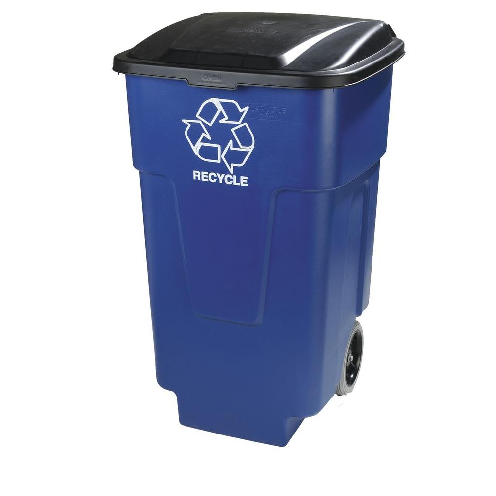 Carlisle 50 Gal. Blue Roll Cart Recycle Container (2Pack)345050REC14