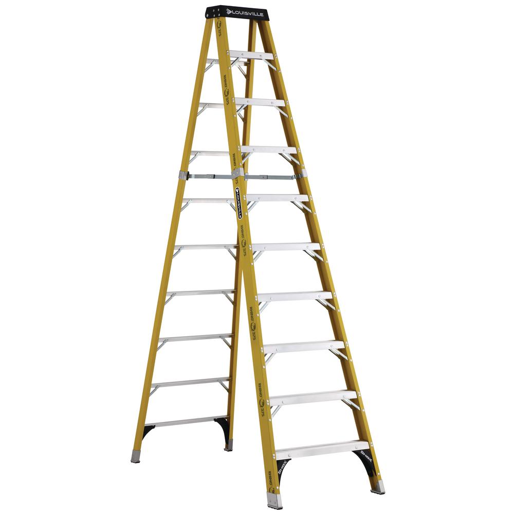 Louisville Ladder 10 ft. Fiberglass Step Ladder with 375 lbs. Load Capacity Type IAA Duty Rating