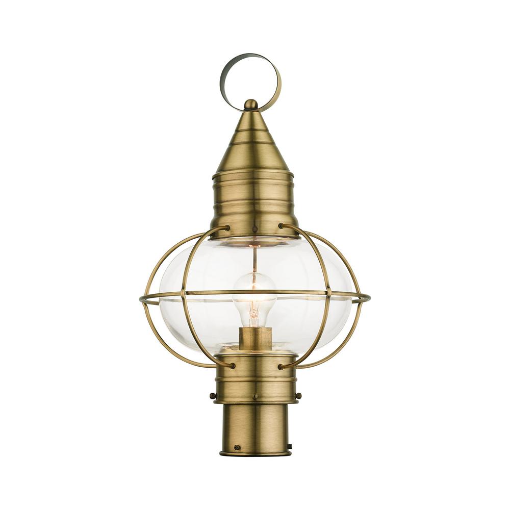Livex Lighting Newburyport 1Light Outdoor Antique Brass Post Light
