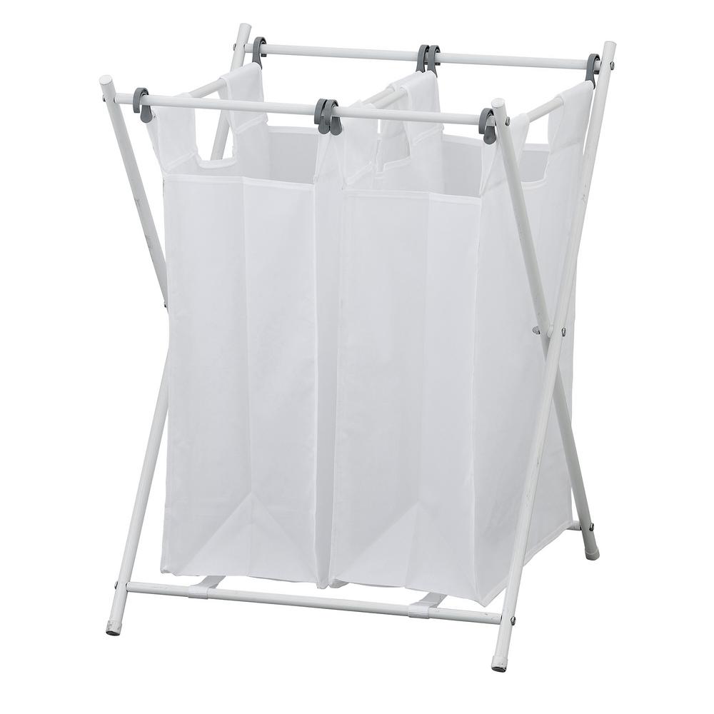 Seville Classics 3 Bag Laundry Sorter With Folding Table Web182 Wayar White Chrome Double Foldable Laundry Sorter