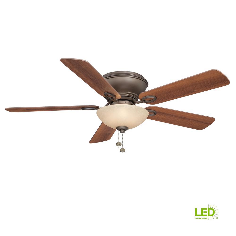 Hampton Bay Carriage House 52 In Led Indoor Polished Brass Ceiling Led Indoor Oil Rubbed Bronze Ceiling Fan With