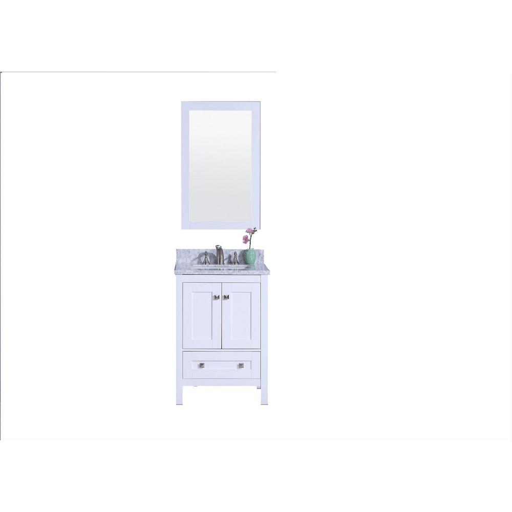 stufurhome Monte 25 in. W x 18 in. D Corner Vanity in Grey with Porcelain Vanity Top with White