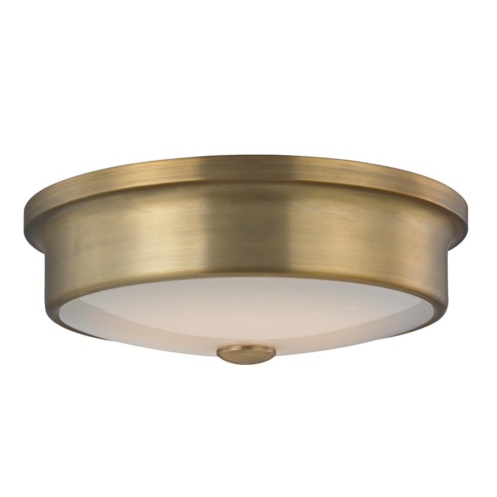 Fifth And Main Lighting Flush Mount Lights The Home Depot Aged Brass 16 Watt Integrated Led Flushmount With White Glass Shade
