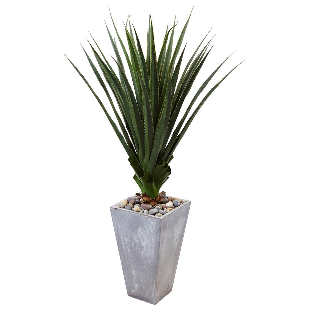 Nearly Natural Indoor/Outdoor 5 ft. H Spiked Artificial Agave in Cement