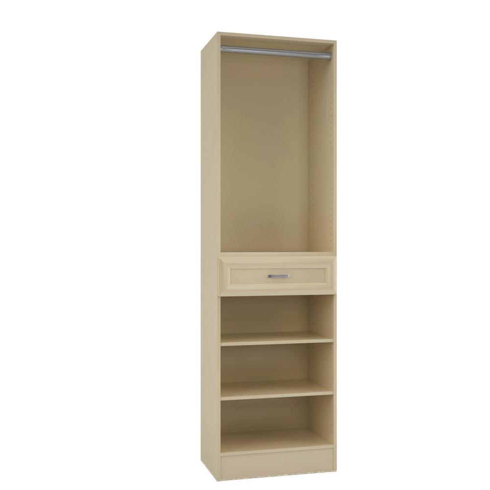 Home Decorators Collection 15 In D X 24 W 84 H Rialto H Rialto Almond Melamine With 3 Shelves Drawer And Hanging Rod Closet System Kit