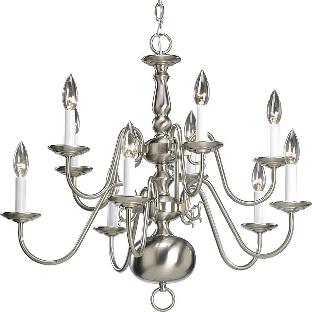 Progress Lighting Americana Collection 10 Light Brushed Nickel Progress Lighting Americana Collection 10 Light Brushed Nickel Chandelier