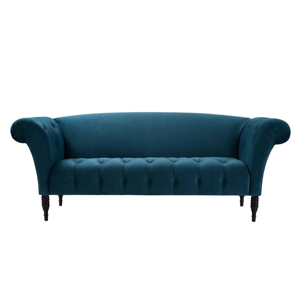 Jennifer Taylor Samantha Satin Teal Tufted Camelback Sofa 63140 3 Jennifer Taylor Samantha Satin Teal Tufted Camelback Sofa