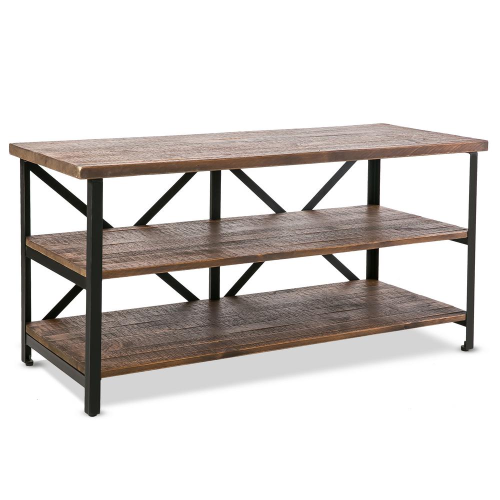 Harper Bright Designs Brown Solid Wood Tv Stand With Metal Harper Bright Designs Brown Solid Wood Tv Stand With Metal