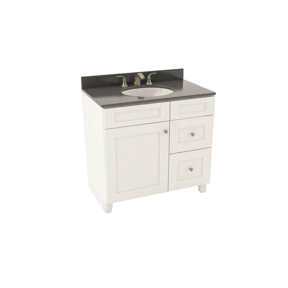 American Woodmark Reading 37 In Vanity In Linen With Right