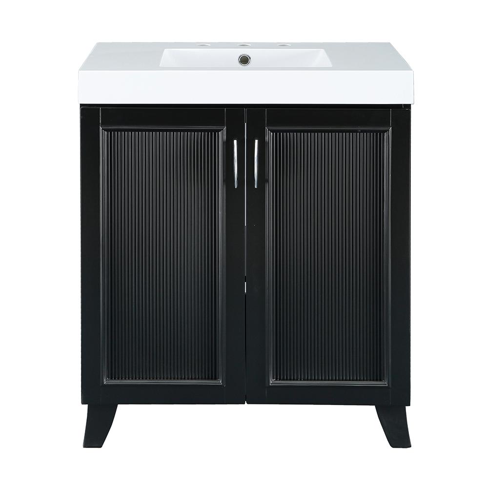 30 Inch Vanities Black Bathroom Bath The Home Depot Montecito 30 In W X 18 D Vanity Black With Cultured Marble