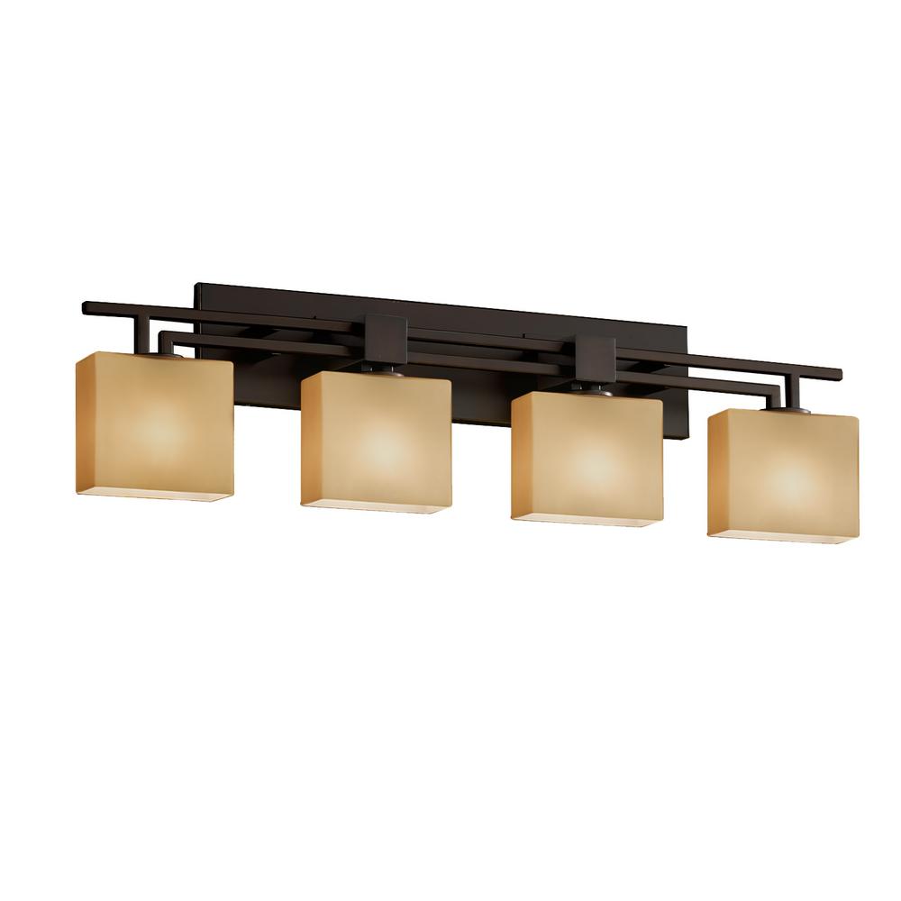 Justice Design Fusion Aero 4 Light Dark Bronze Bath With Almond Shade Justice Design Fusion Aero 4 Light Dark Bronze Bath With Almond Shade