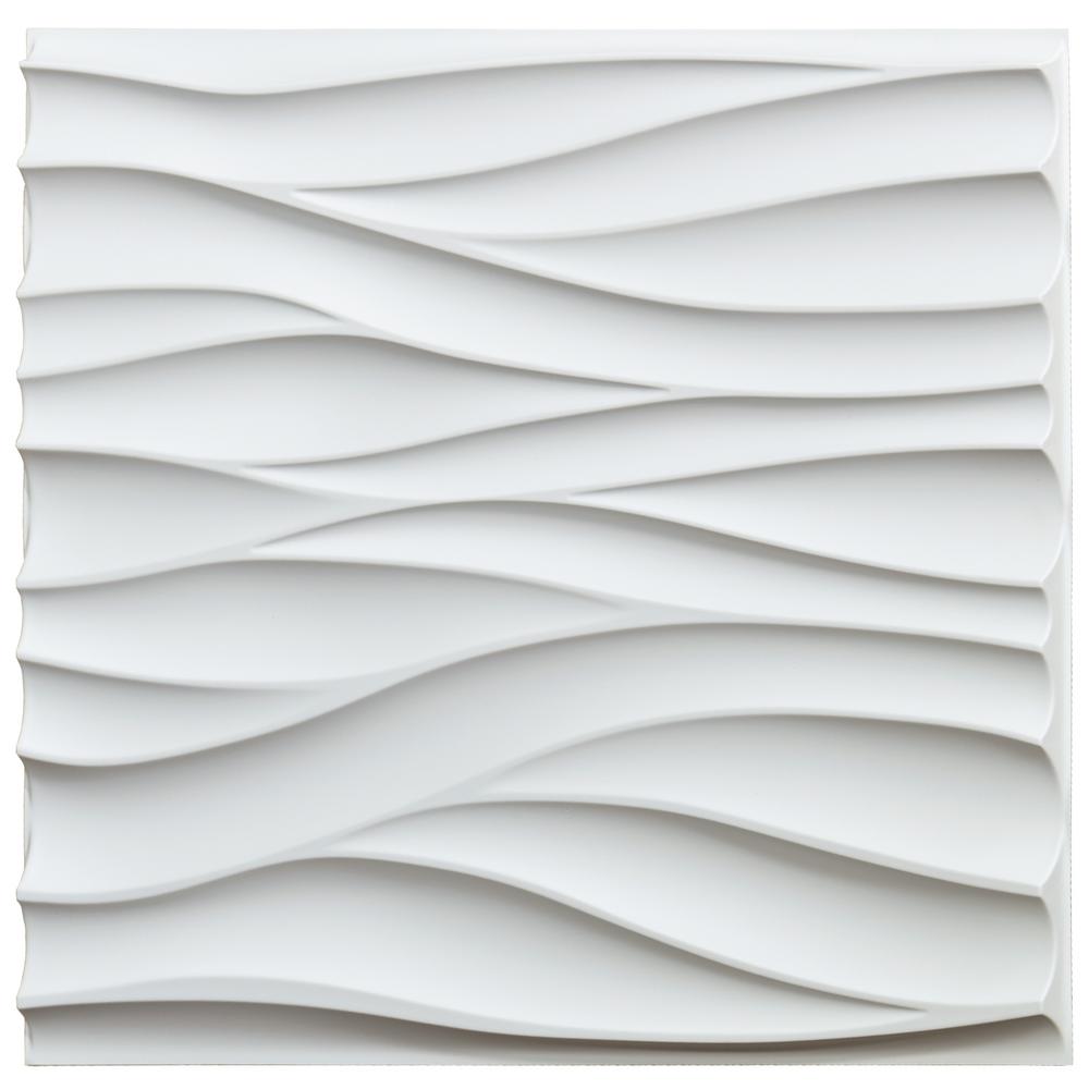 Art3dwallpanels 19.7 in. x 19.7 in. White PVC 3D Wall Panels Wave Wall