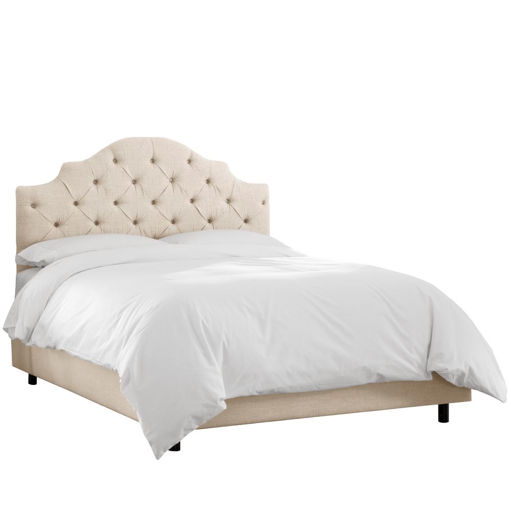 Linen Talc King Tufted Notched Bed