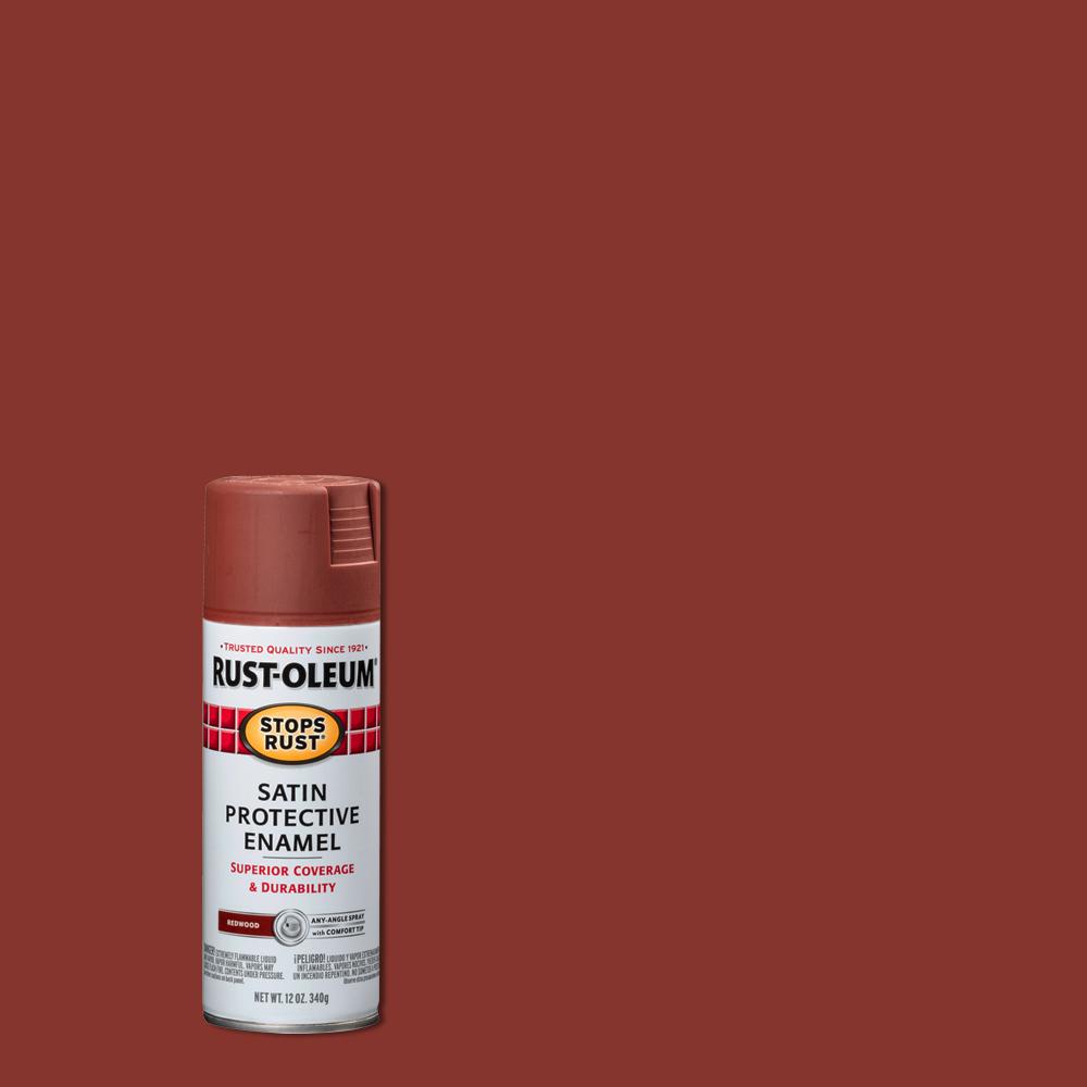 Rust Oleum Stops Rust 12 Oz Protective Enamel Satin Redwood Spray 