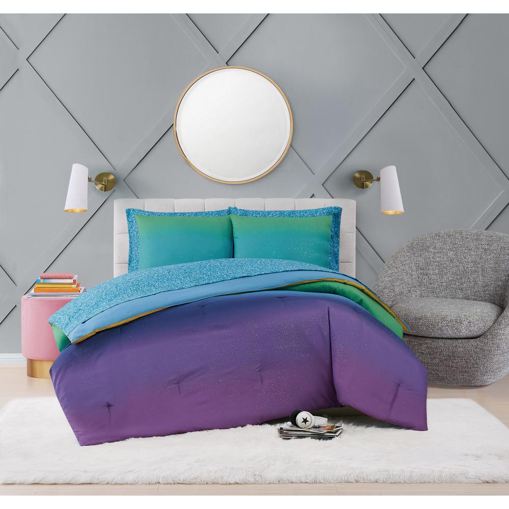 Material Girl Mermaid Ombre 5 Piece Multicolor Microfiber Twin Bed Ensemble Bib3819tw 3200 The Home Depot Material Girl Mermaid Ombre 5 Piece, Mermaid Bedding Twin