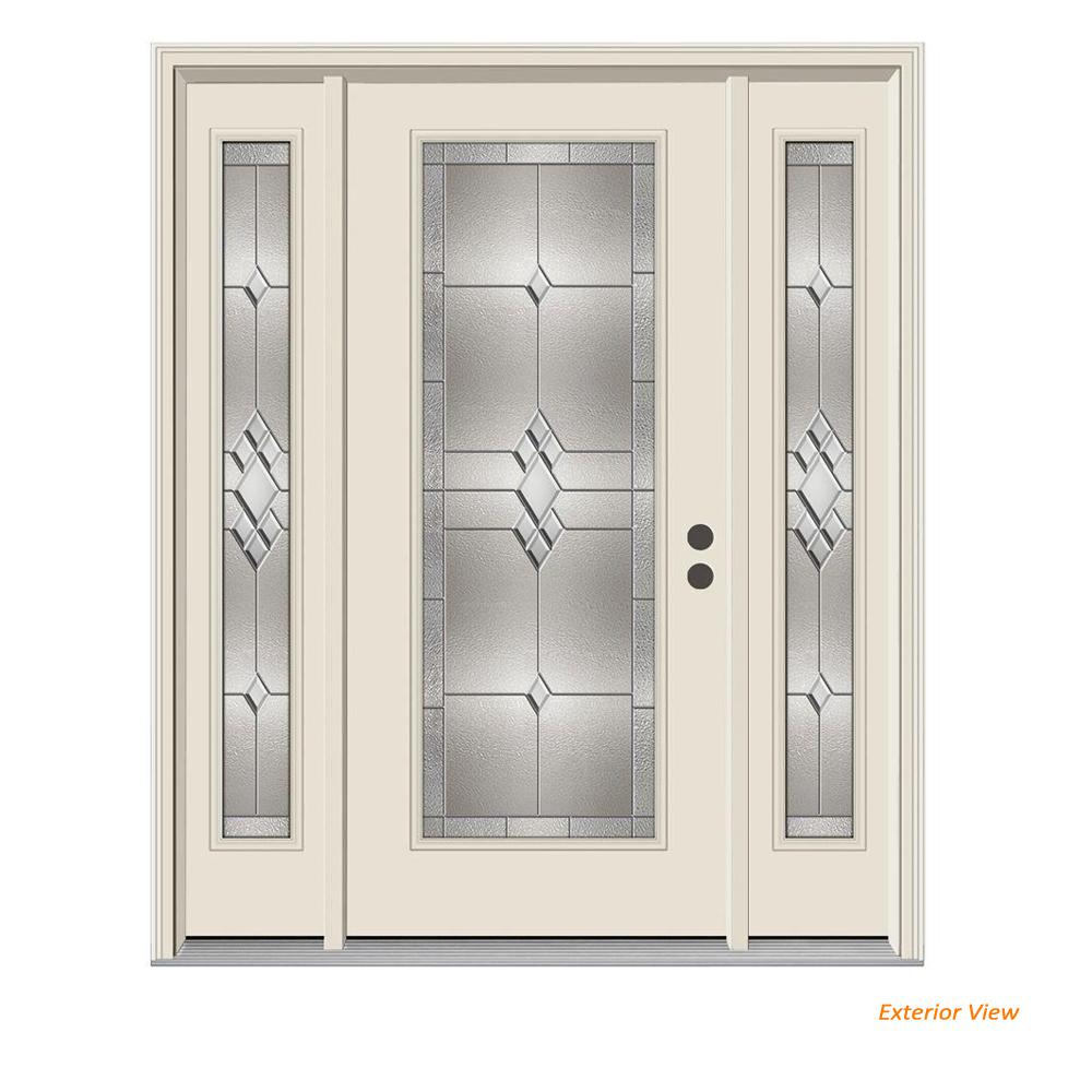 Jeld Wen 62 In X 80 Full Lite Kingston Primed Steel Prehung Full Lite Kingston Primed Steel Prehung Left Hand Inswing Front Door With Sidelites