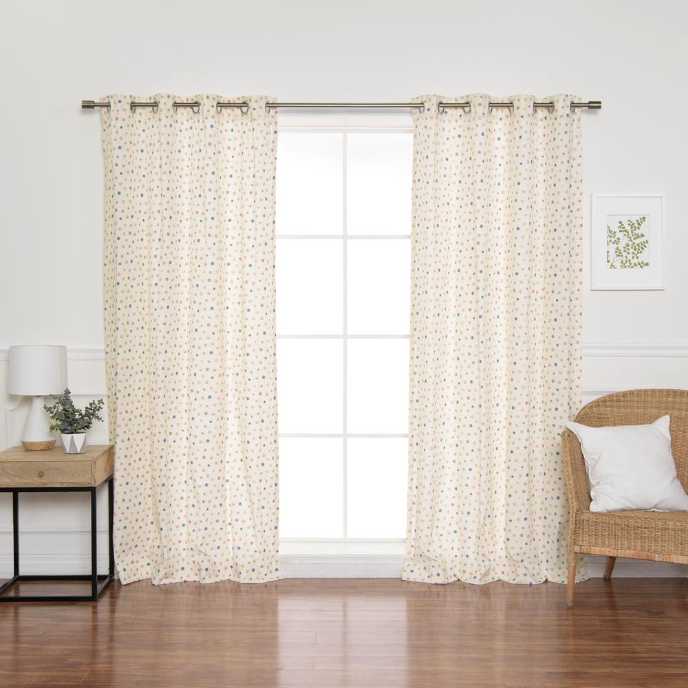 84 In L Blue Multi Color Dot Curtain Panel 2 Pack