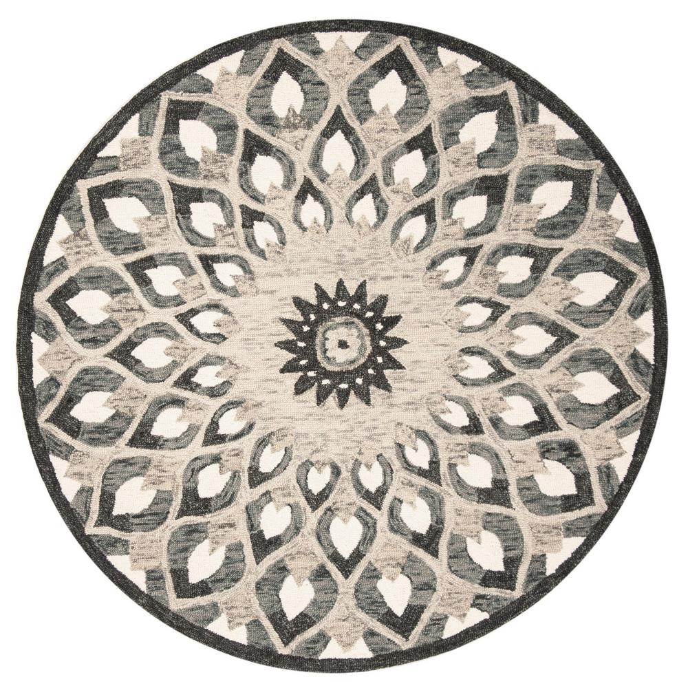 Safavieh Novelty Charcoal Ivory 6 Ft X 6 Ft Round Area Rug