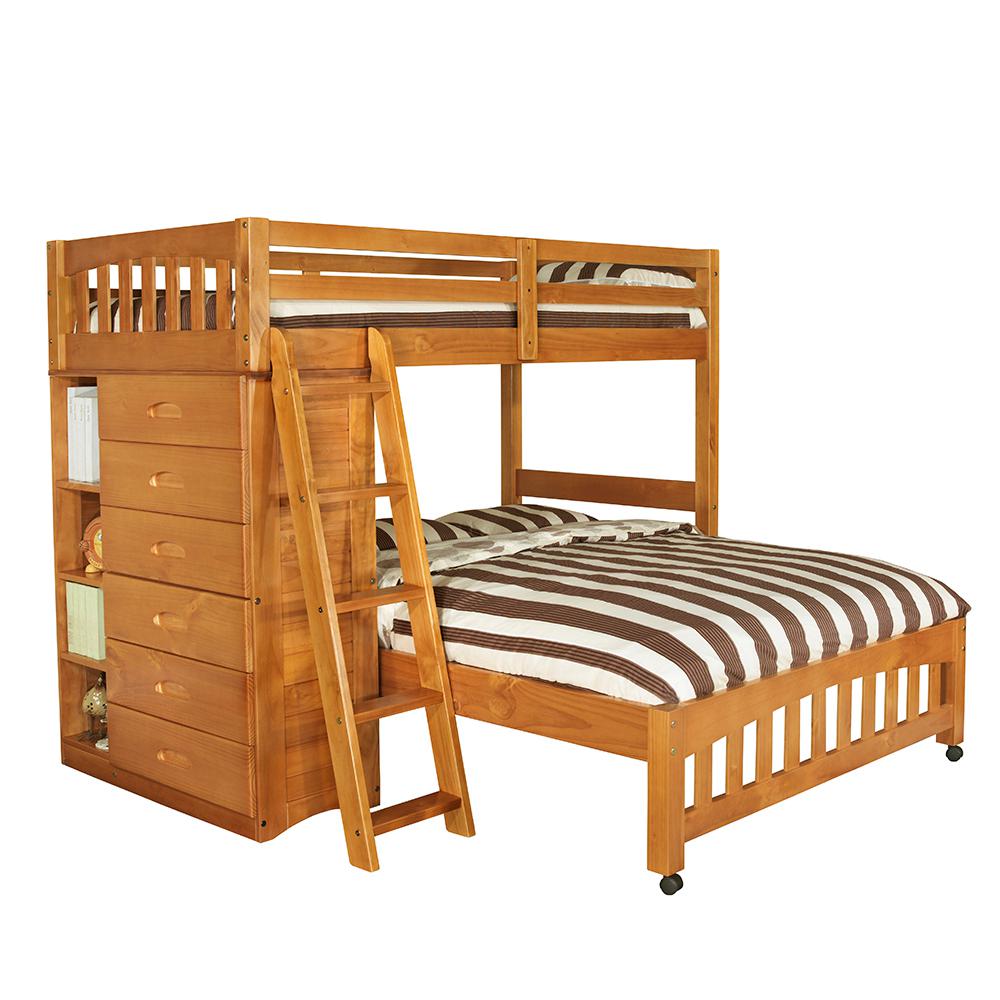Honey Twin Loft Over Full Bed With 6 Drawer Dresser Honey Twin Loft Over Full Bed With 6 Drawer Dresser