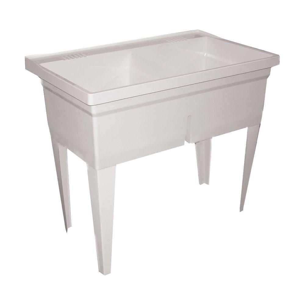 40 In X 24 In Molded Stone Laundry Tub