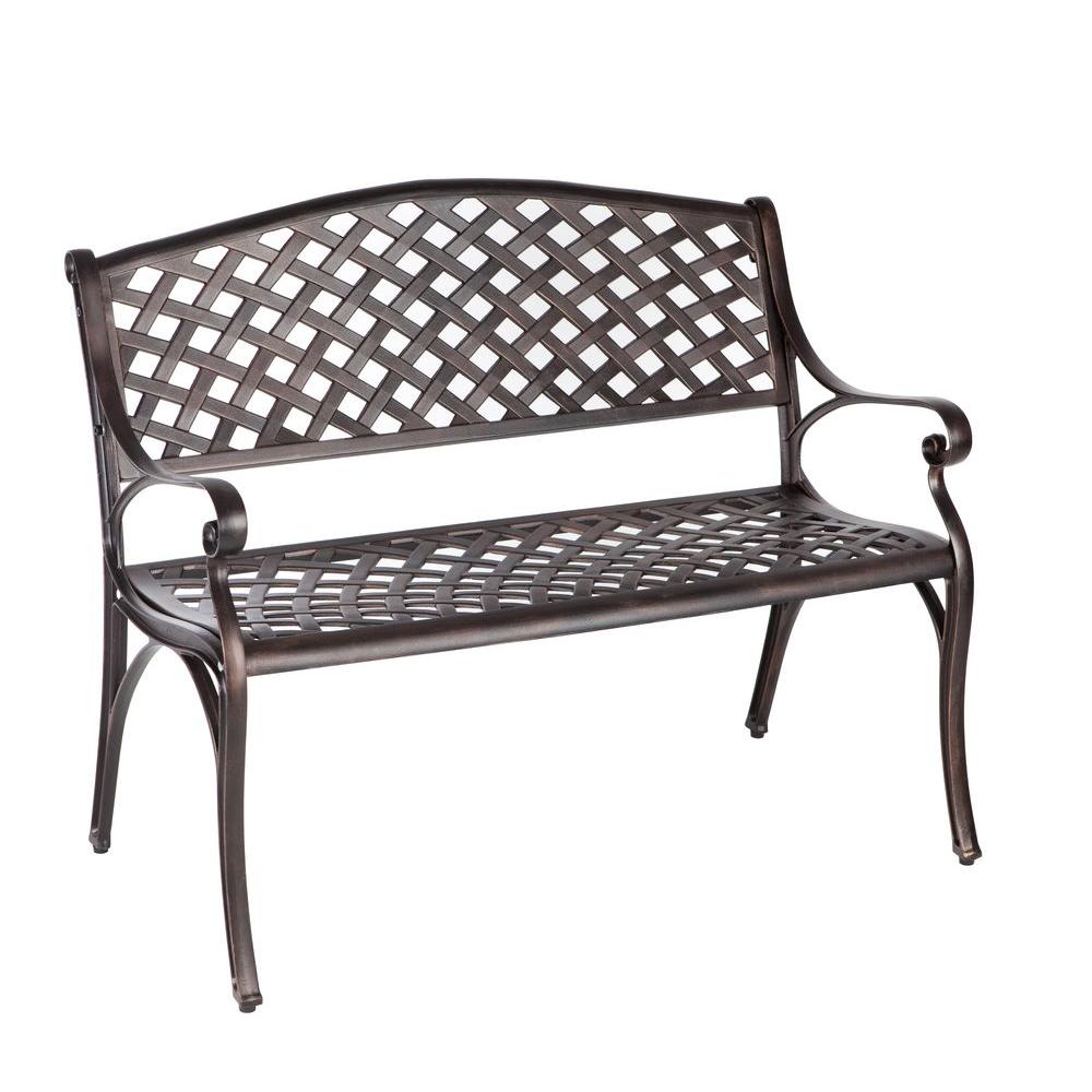 Patio Sense Antique Bronze Cast Aluminum Patio Bench 61491 The