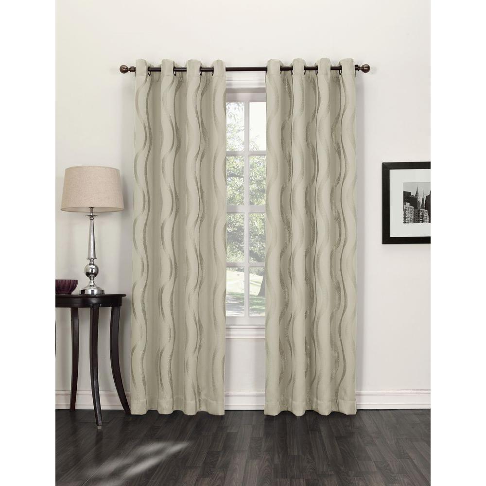 Sun Zero Blackout ECRU Acton Blackout Curtain Panel, 52 in. W x 95 in