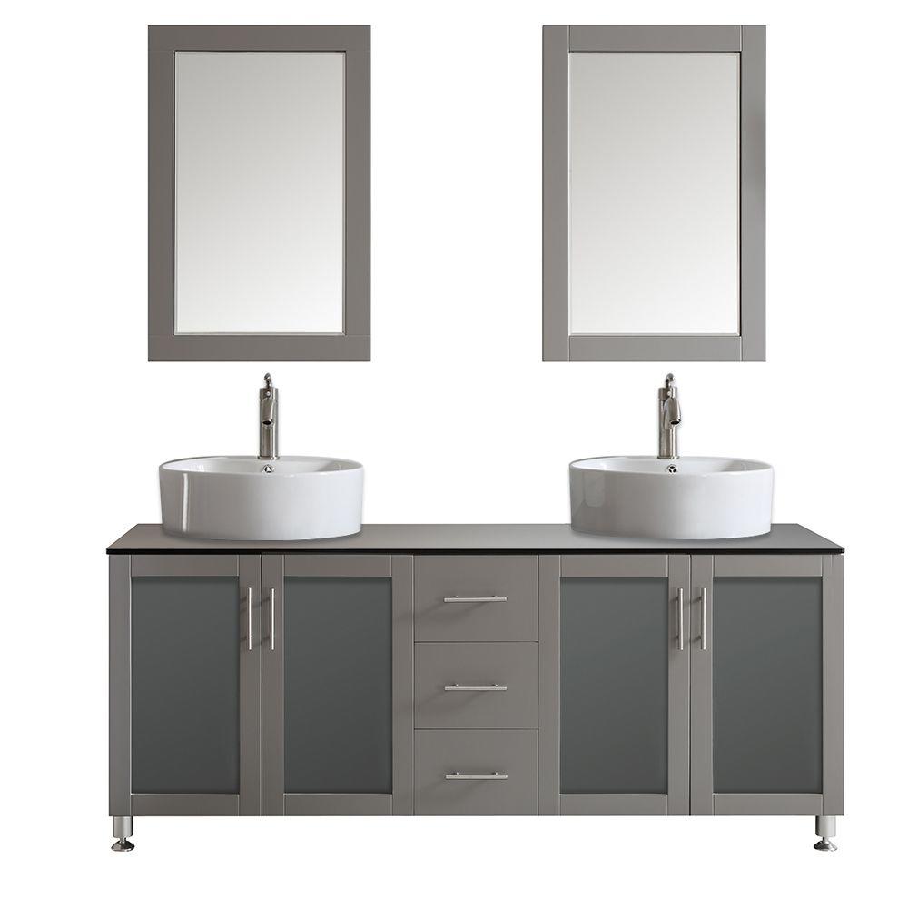 Vinnova Tuscany 72 in. W x 22 in. D x 30 in. H Vanity in Grey with