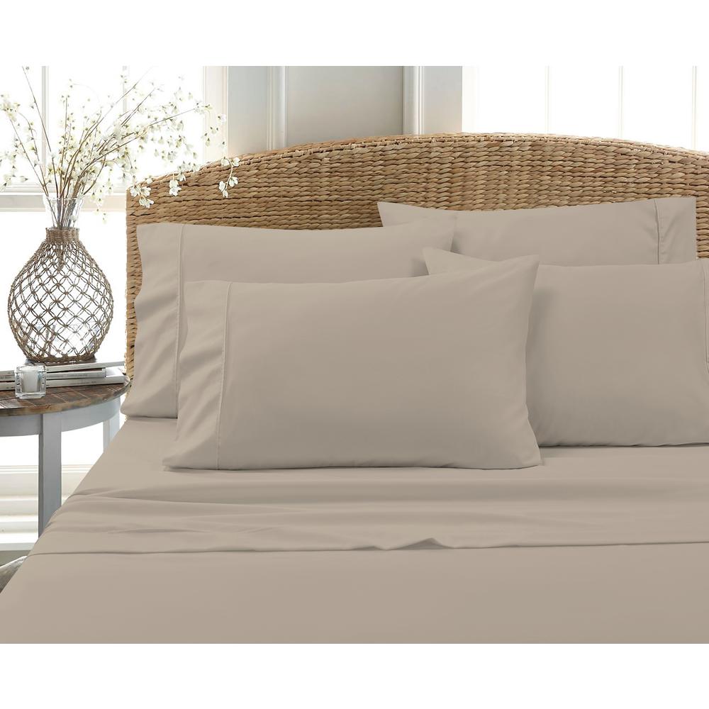 6-Piece Beige Solid Cotton Rich King Sheet Set-M560798 - The Home Depot