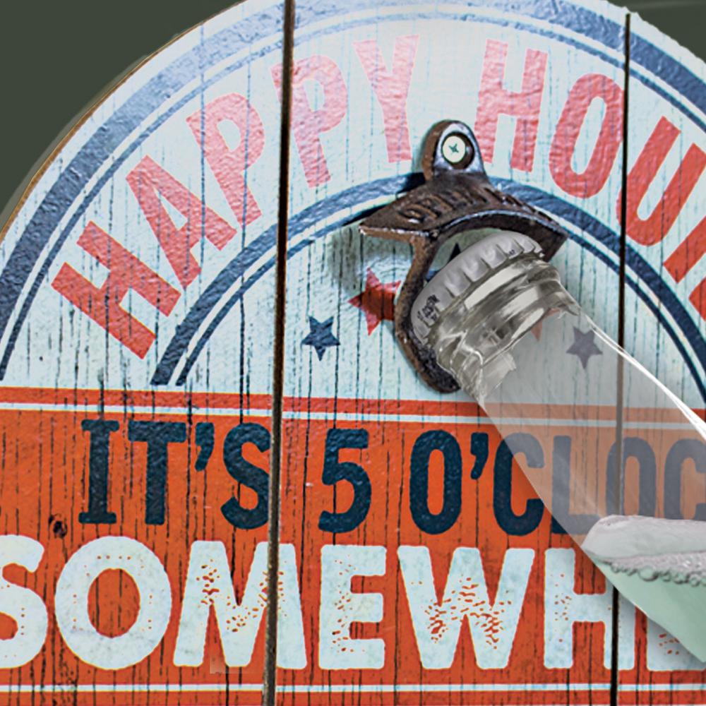 Crystal Art Gallery Happy Hour Bottle Opener Cap Catcher Wall Decor, Multi-Colored
