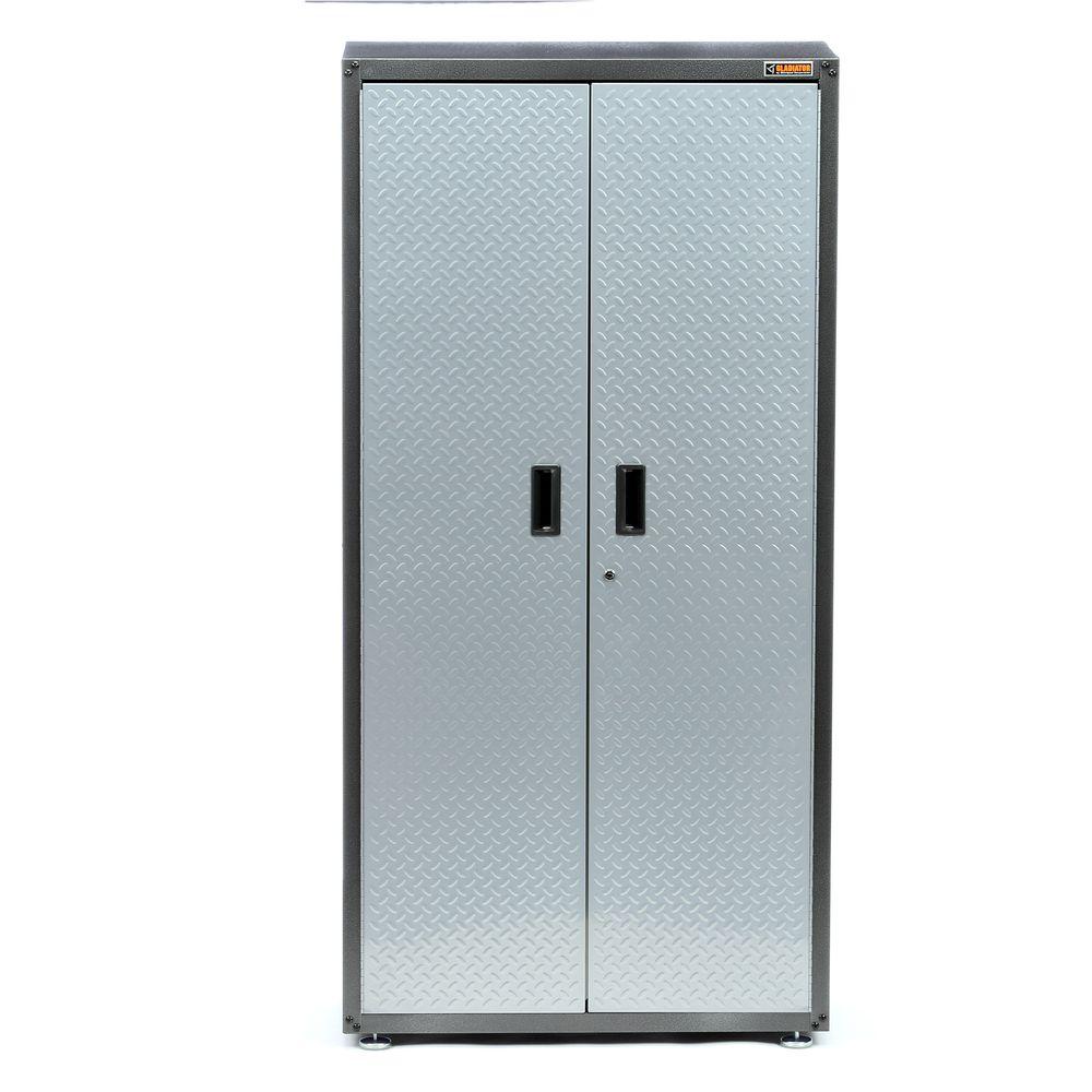 ready-to-assemble 72 in. h x 36 in. w x 18 in. d steel freestanding garage  cabinet in silver tread