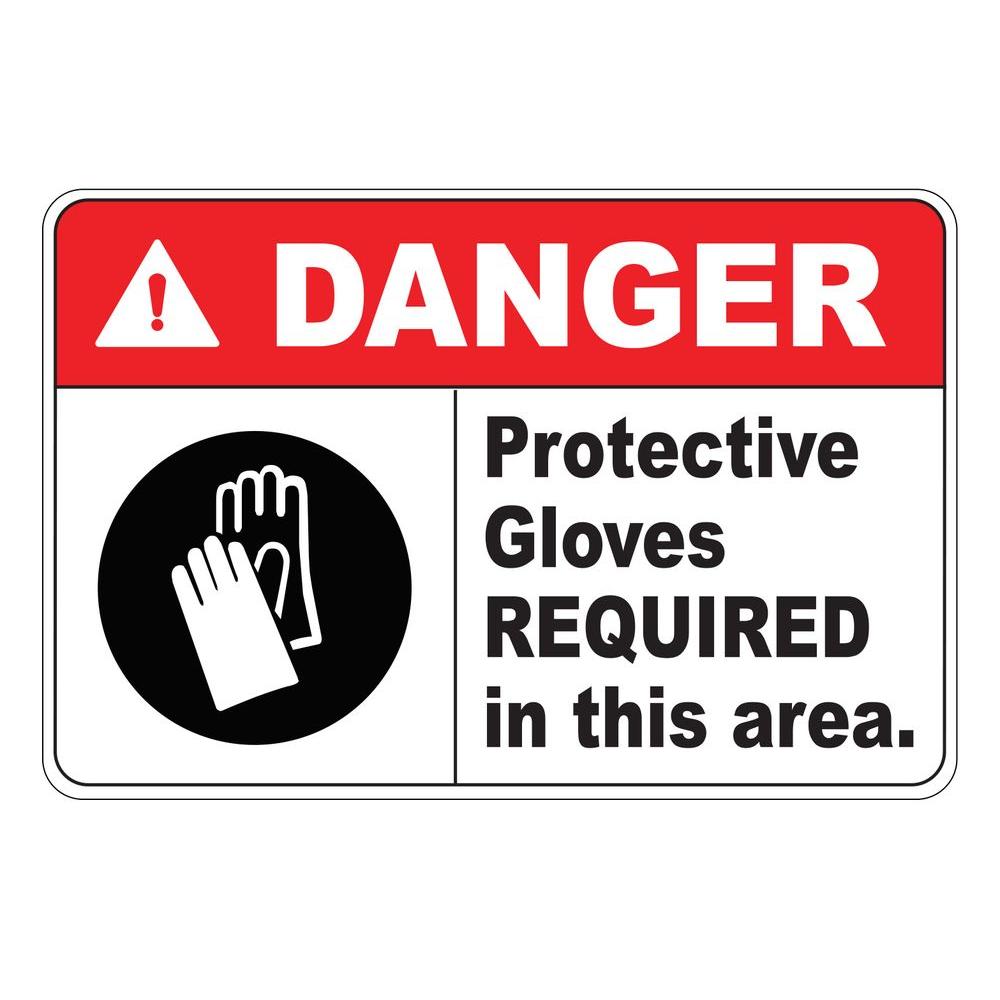 Rectangular Plastic Danger Protective Gloves Required Safety SignPSE