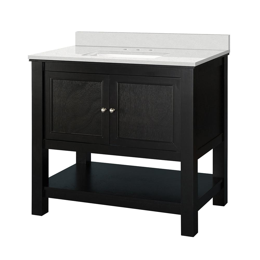 Home Decorators Collection Gazette 37 in. W x 22 in. D Vanity Cabinet in Espresso with Engineered Marble Vanity Top in Snowstorm with White Sink was $749.0 now $524.3 (30.0% off)
